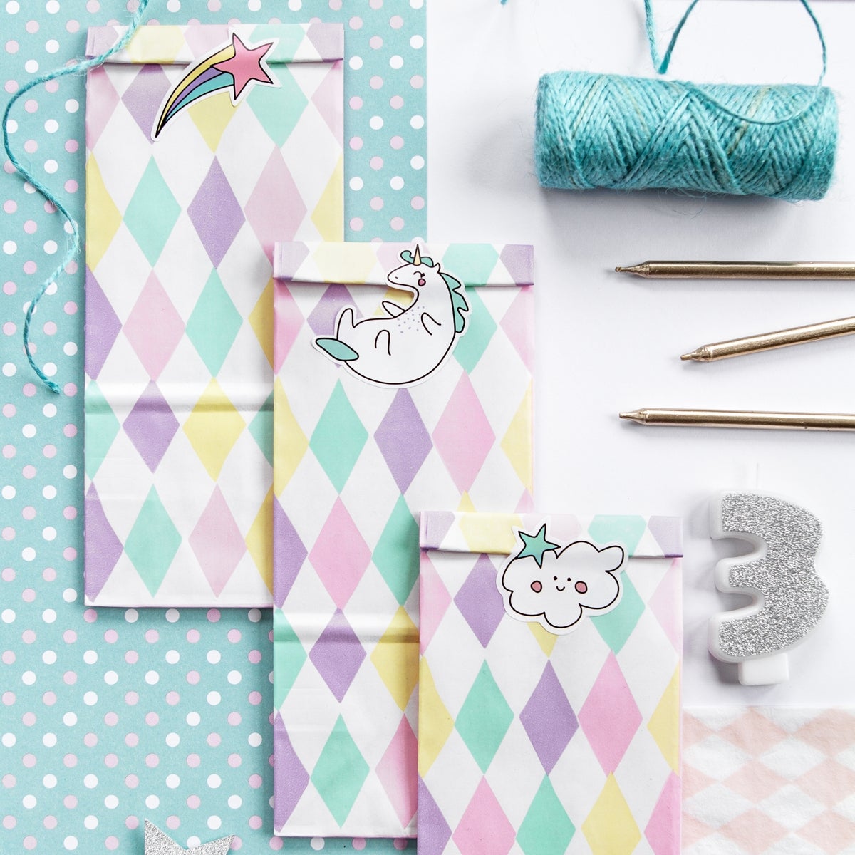 PartyDeco Sachets à Confiserie Licorne Set/6