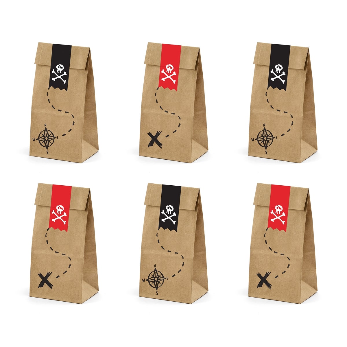 PartyDeco Sacs à gâteries Pirates Party pk/6