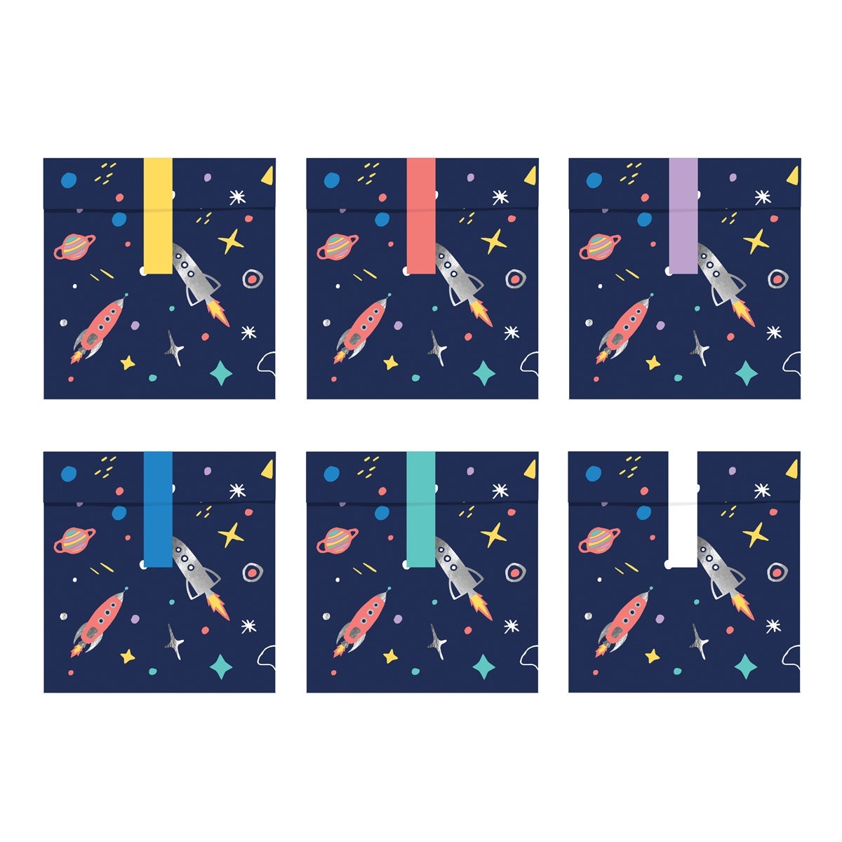 PartyDeco Traktatie zakjes Ruimte pk/6