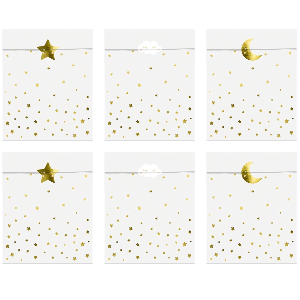 PartyDeco Sachets à Confiserie Petites Étoiles 13x14cm pcs/6