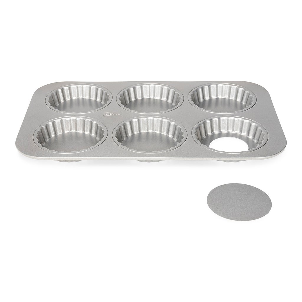 Patisse Mini Moule à Quiche - Fond Amovible - 6 cavités 10cm