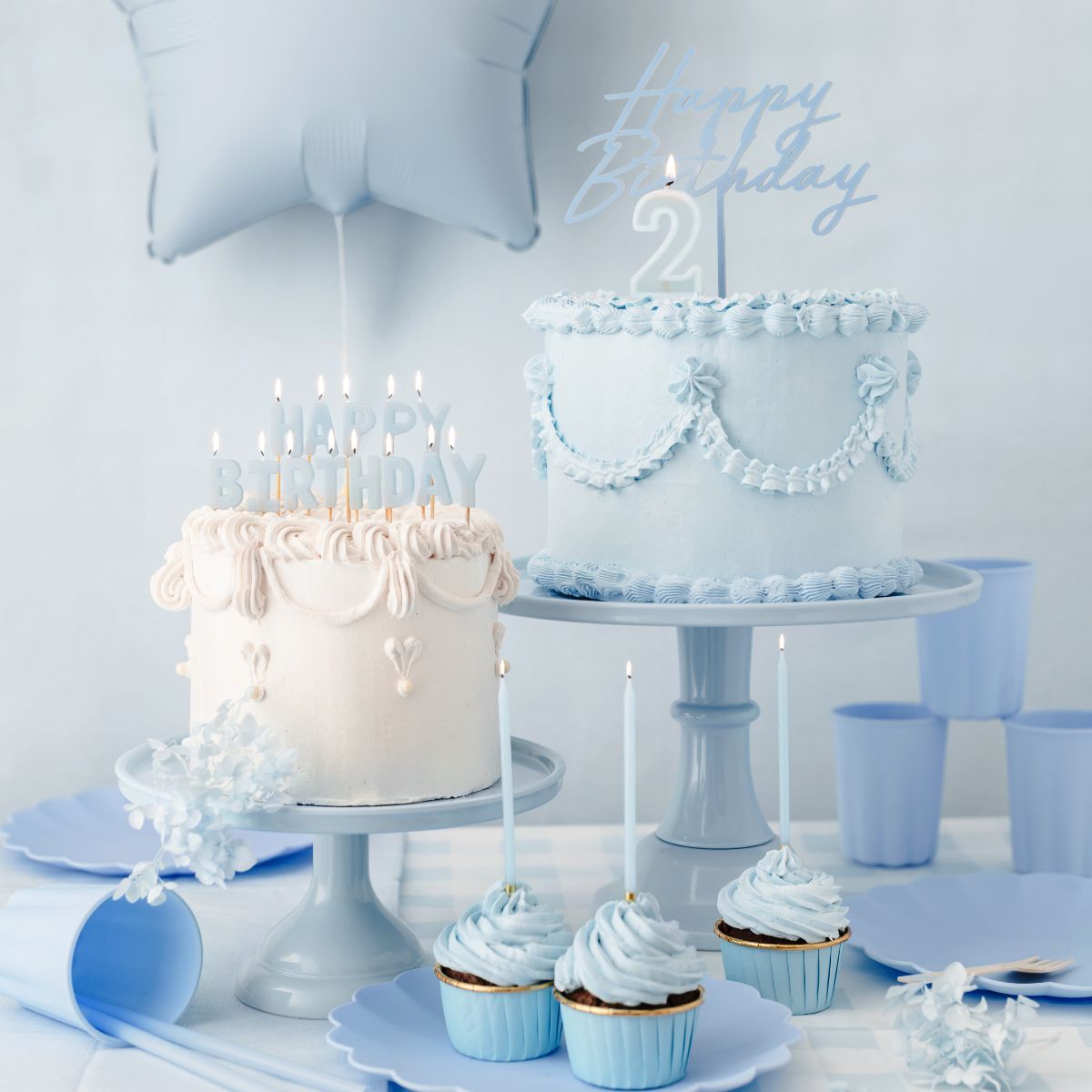 PartyDeco Bougies Bleu/Or 12/pcs