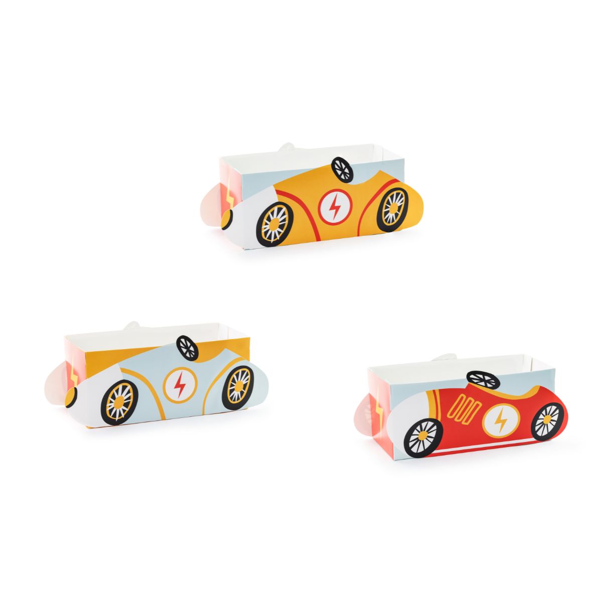 PartyDeco DIY Paper Snack Boxes pk/3 - Voitures
