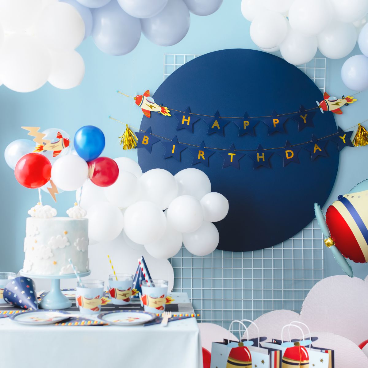 PartyDeco Ballon-Cake Topper Kit 29cm - Avion