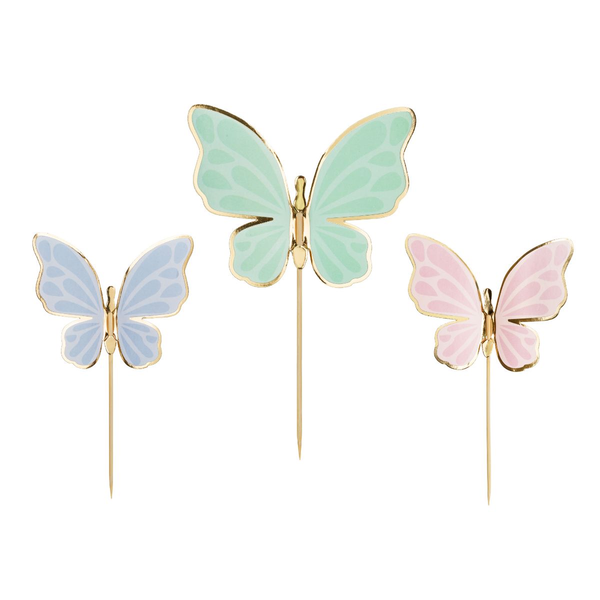 PartyDeco Cake Toppers Papillons 9 x 6,5 cm