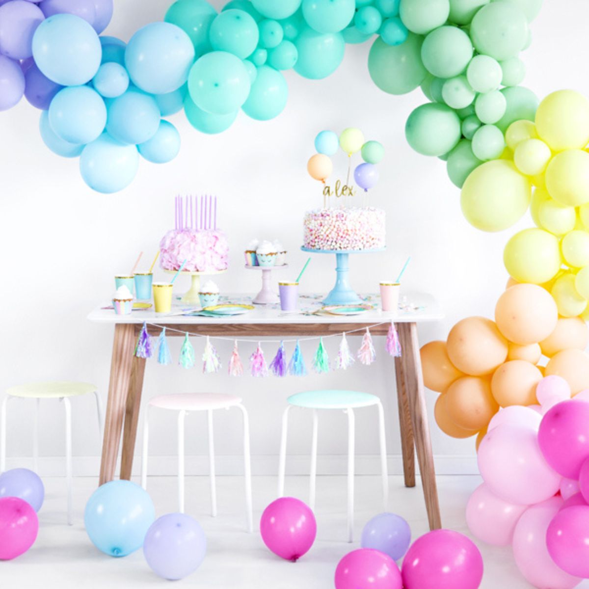 PartyDeco Ballons Solides Mélange Pastel 12 cm pk/100