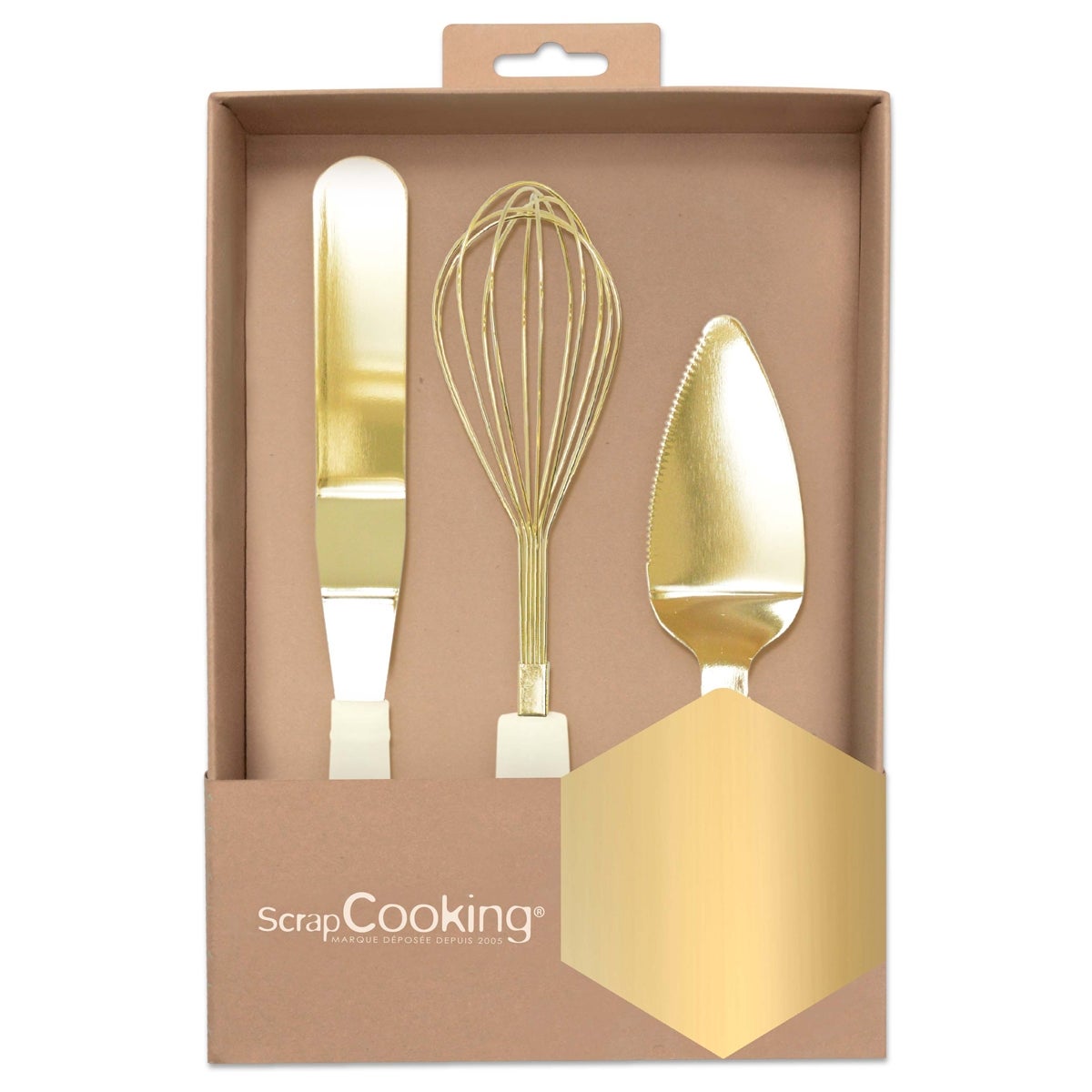 ScrapCooking Spatule, fouet et serveur à gâteaux en or (3)