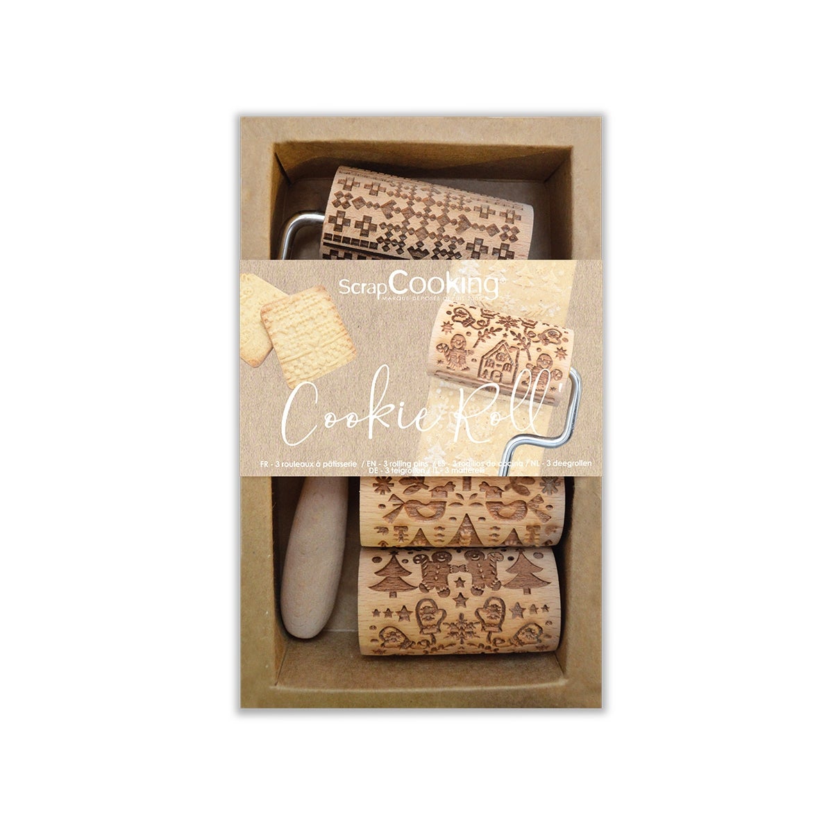 Scrapcooking Mini rouleau de biscuits de Noël en bois Set/3