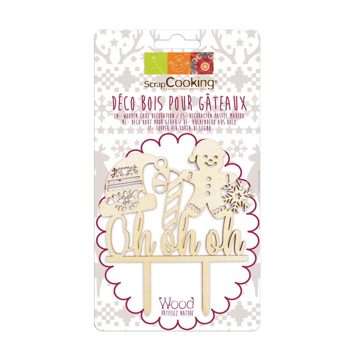 Scrapcooking Cake Topper Wood Oh Oh Oh
