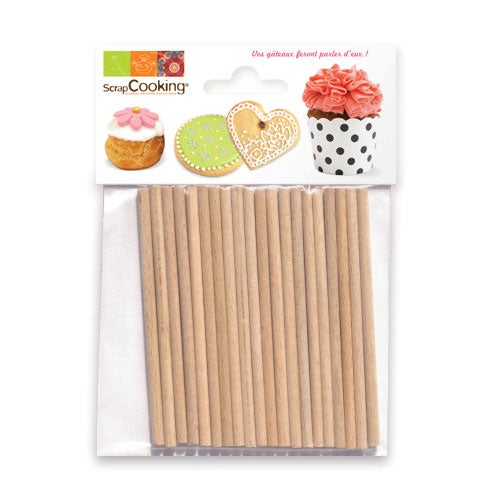 Scrapcooking Bâtons de sucettes en bois 8,9cm pk/20