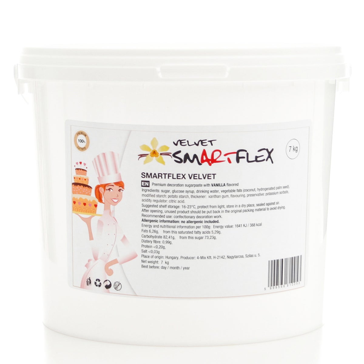 SmartFlex Pâte à sucre Blanc Velours Vanille 7kg