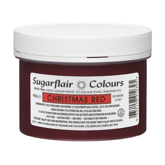 Sugarflair Pâte colorante CHRISTMAS RED 400g