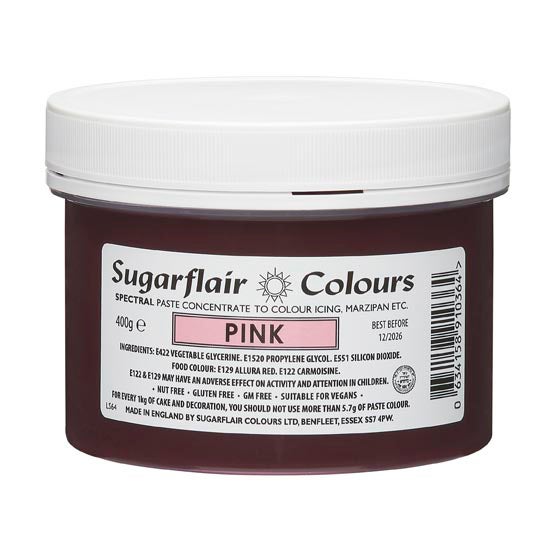 Sugarflair Pâte colorante PINK 400g