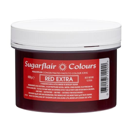 Sugarflair Pâte Hautement Concentrée RED EXTRA 400g