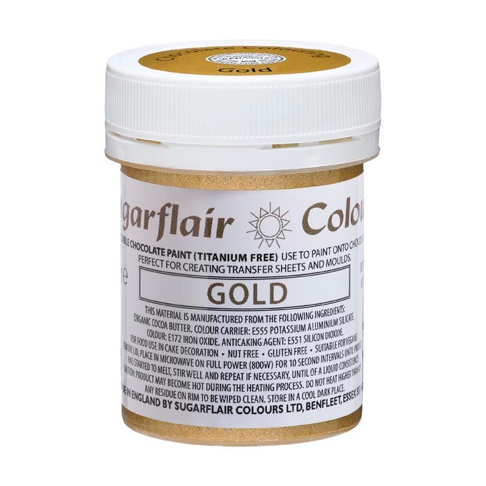 Sugarflair Peinture pour chocolat Or - E171 Libre 35g