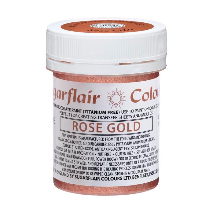 Sugarflair Peinture pour chocolat Or rose - E171 libre 35g