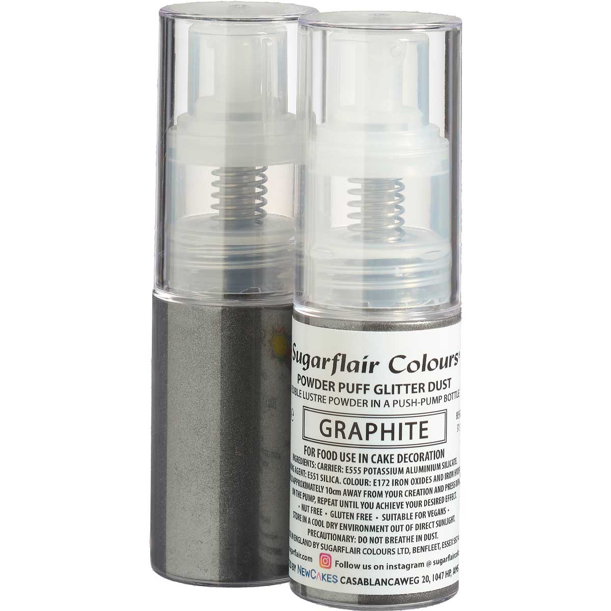 Sugarflair Poudre à Paillettes en Spray -Graphite-