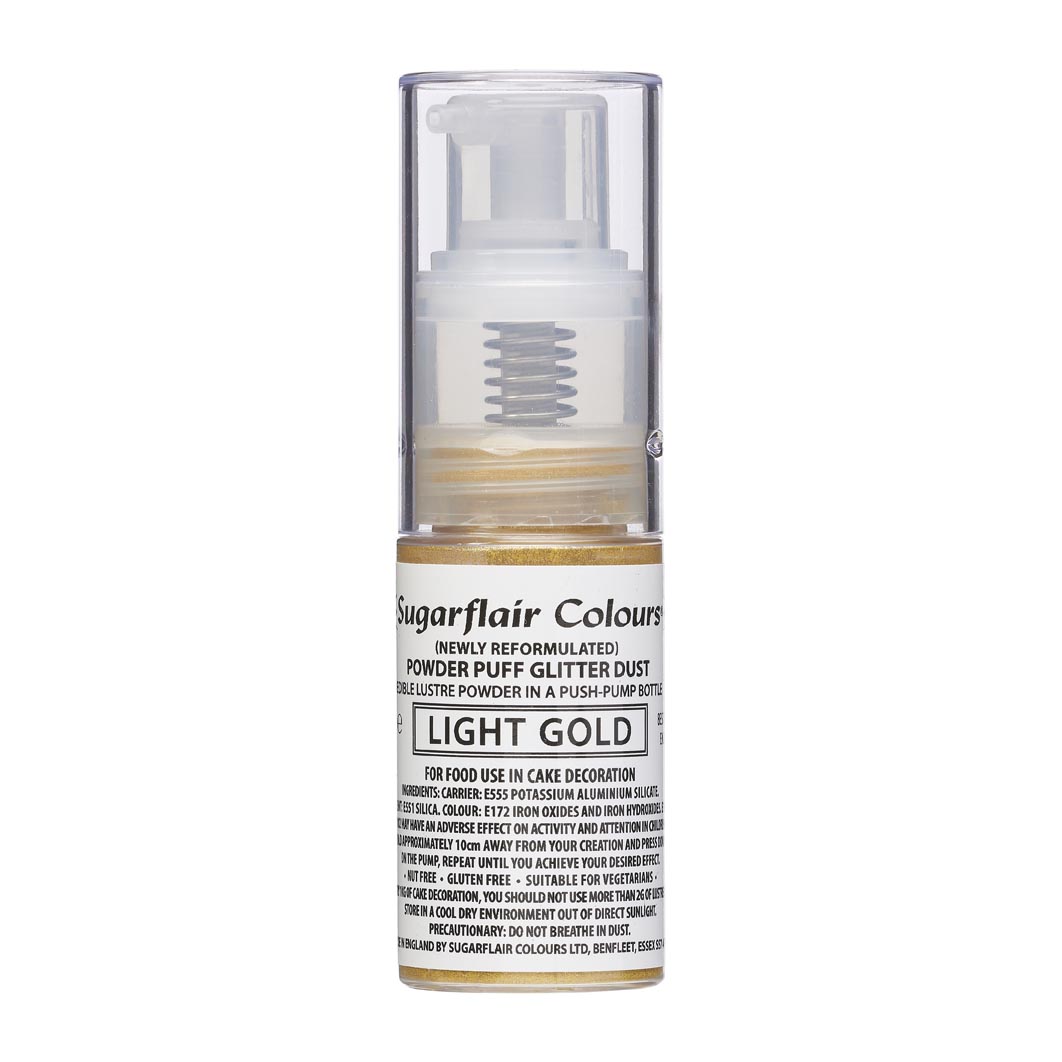 Sugarflair Poudre à Paillettes en Spray -Light Gold-