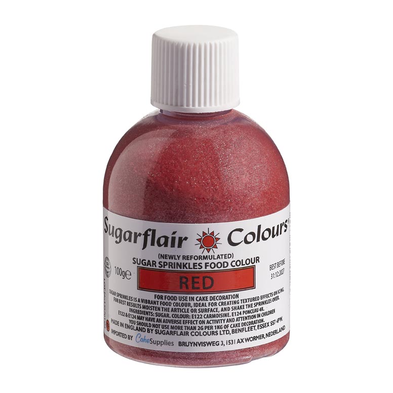 Sugarflair Sprinkles en Sucre - Rouge - 100 g