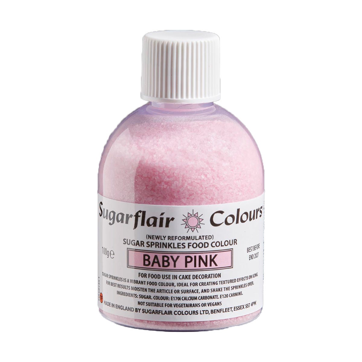 Sugarflair Sugar Sprinkles - Baby Roze - 100g
