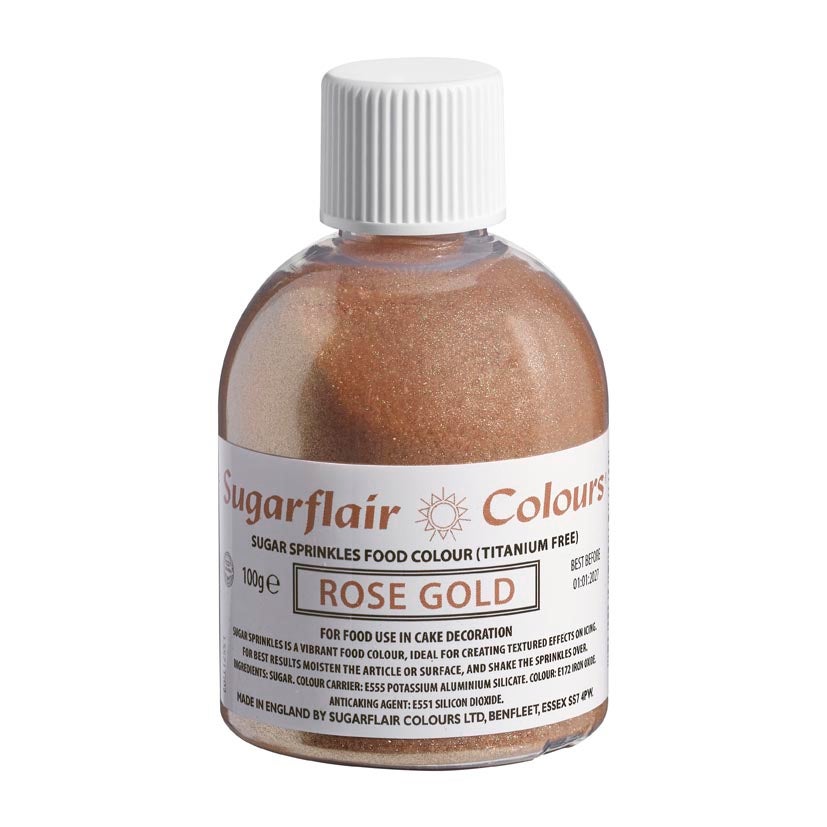 Saupoudres de sucre Sugarflair -Or rose- E171 Libre 100g