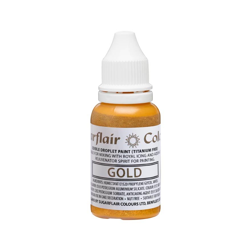 Sugarflair Peinture comestibles -Or- E171 Free 14ml