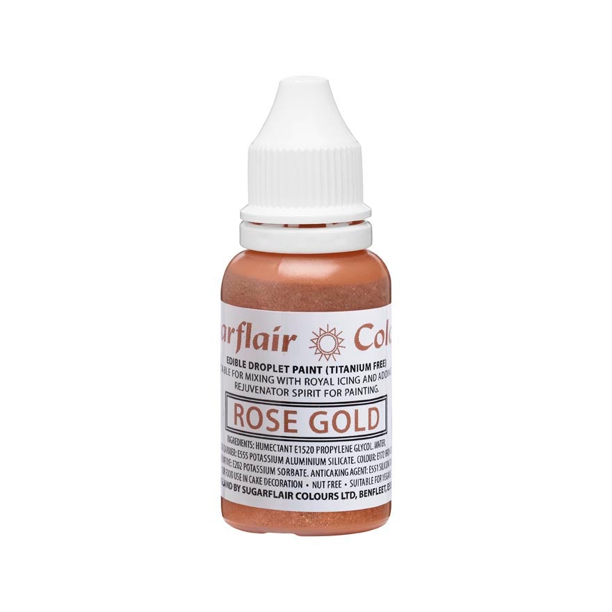 Sugarflair Peinture comestibles -Or rose- E171 libre 14ml