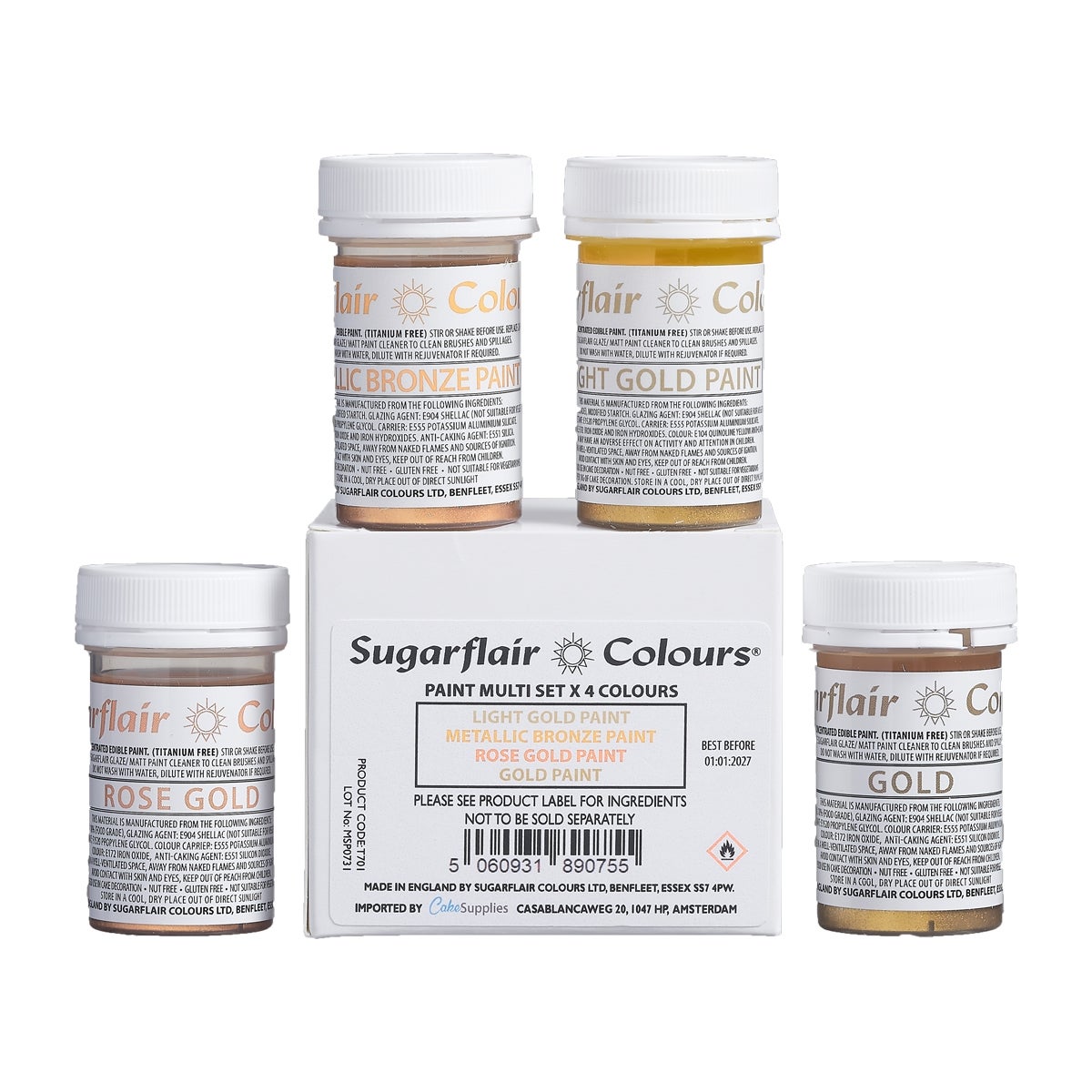 Sugarflair Peinture Métallique Mixte Set/4