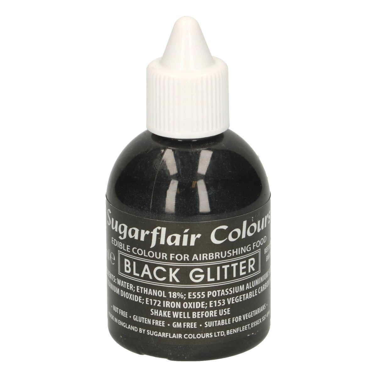 Sugarflair Colorant Aérographe Noir Pailleté 60ml