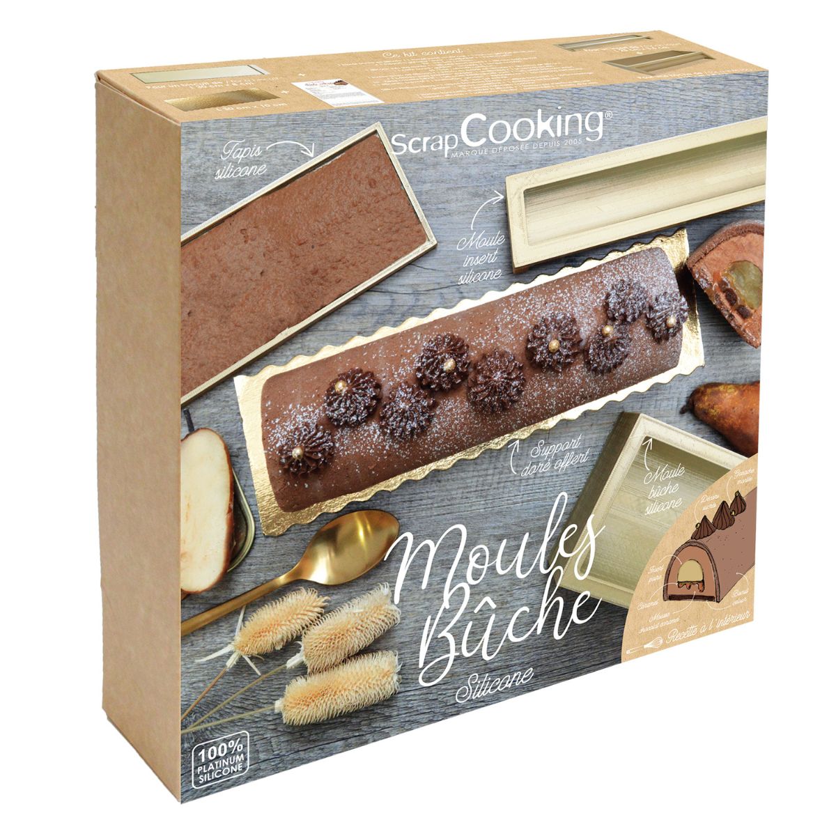 Scrapcooking Moule en Silicone pour Bûche de Noël set/3