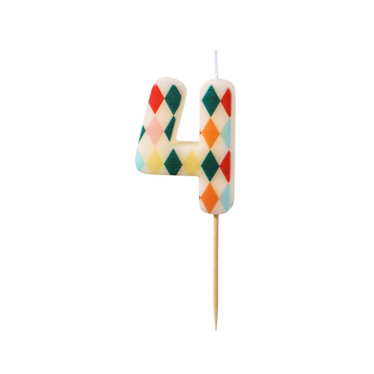 PartyDeco Bougie Chiffre 4 Losange 5,5 cm