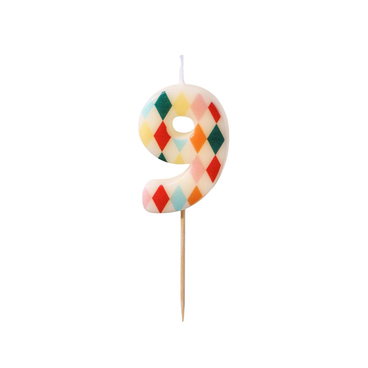 PartyDeco Bougie Chiffre 9 Losange 5,5 cm