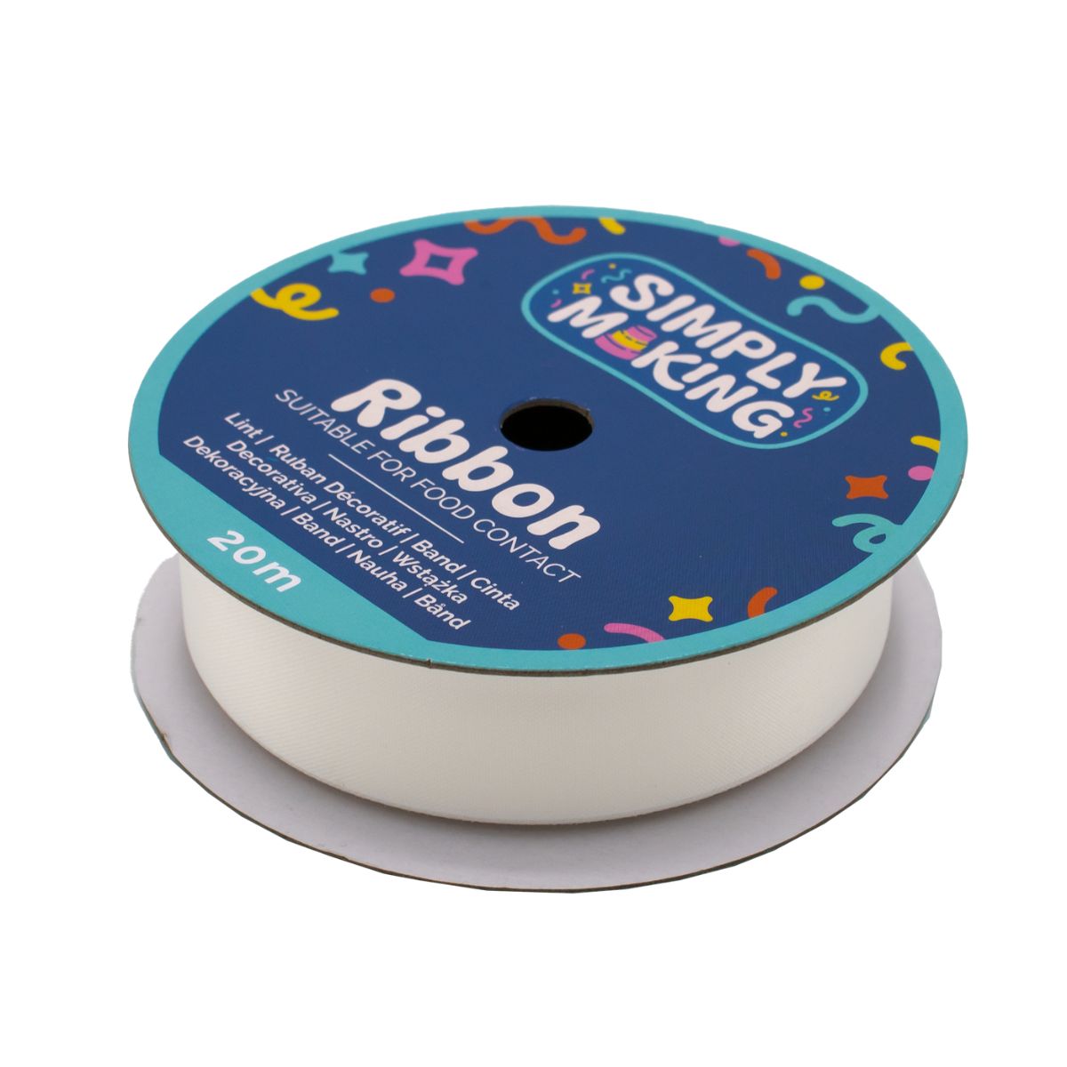 Simply Making Ruban à Gâteau Blanc Nuptial 24 mm x 20 m