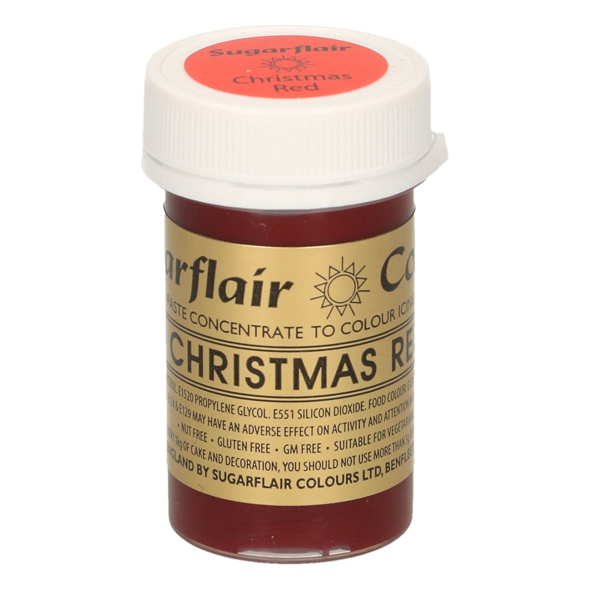 Sugarflair Pâte alimentaire colorée ROUGE DE NOEL 25g