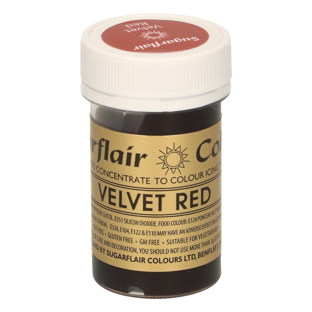 Sugarflair Colorant en Pâte ROUGE VELOURS, 25g