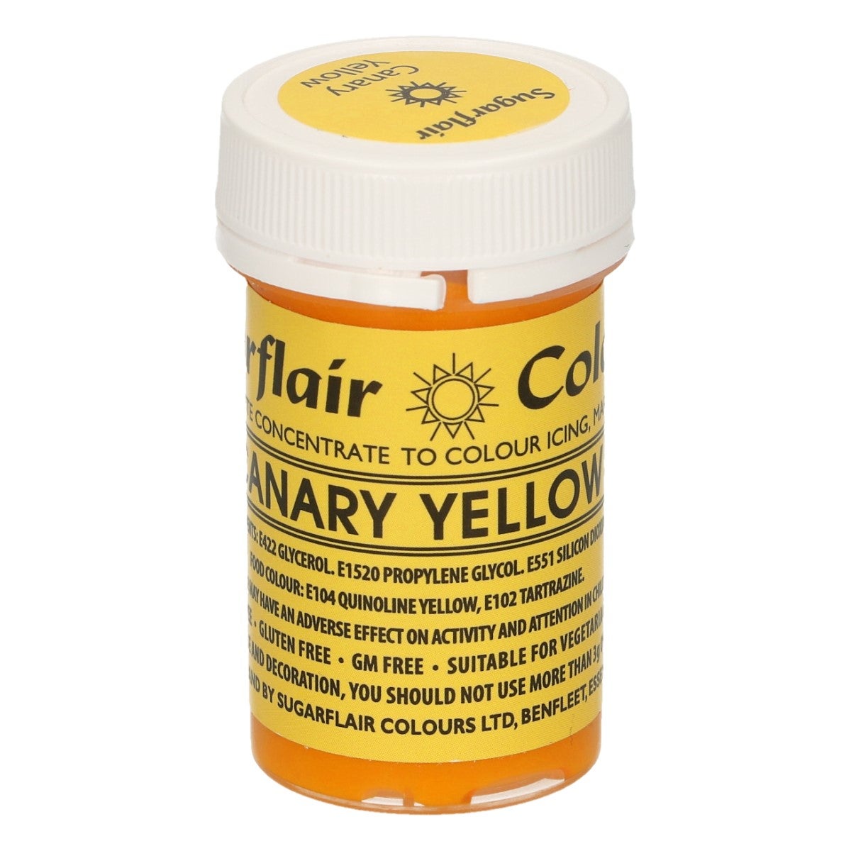 Sugarflair Pâte colorante JAUNE CANARI 25g