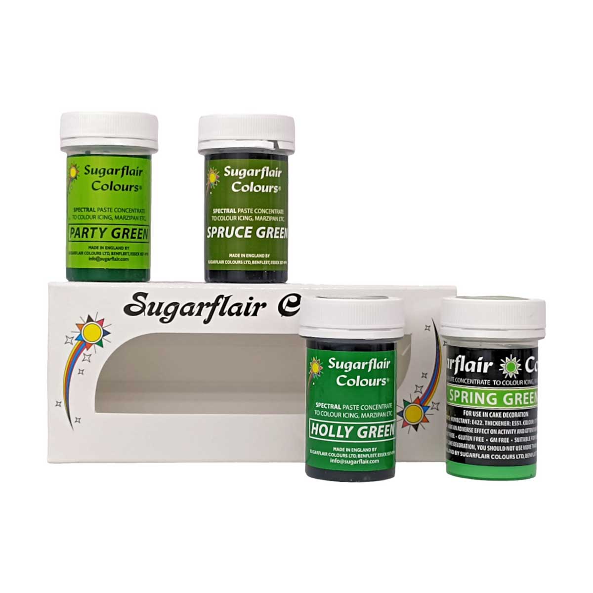 Sugarflair Pâte Colorante Mixte Vert Set/4