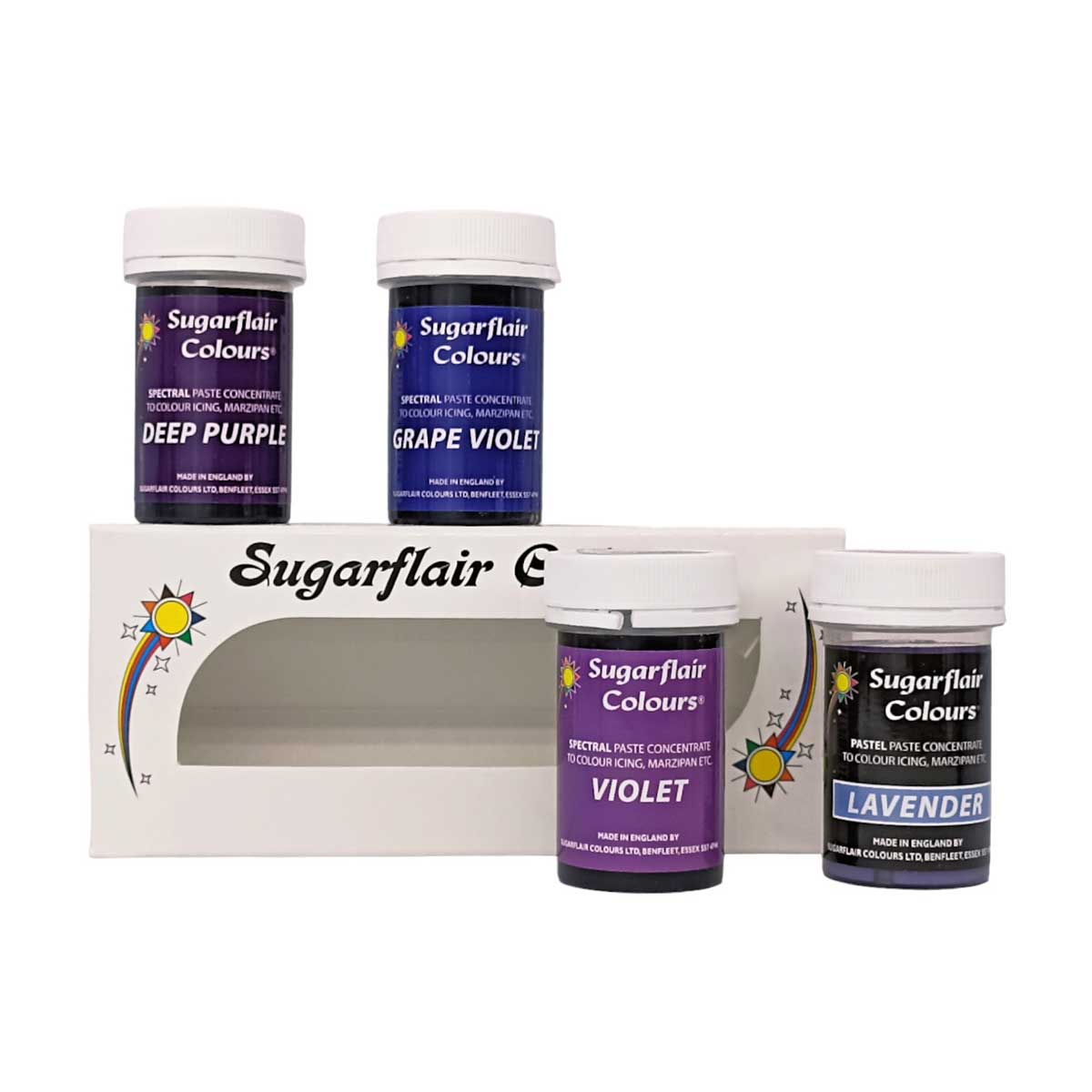 Sugarflair Pâte Colorante Mixte Violet Set/4