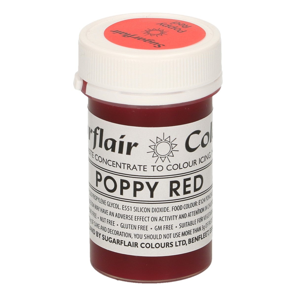 Sugarflair Colorant en Pâte ROUGE COQUELICOT, 25g