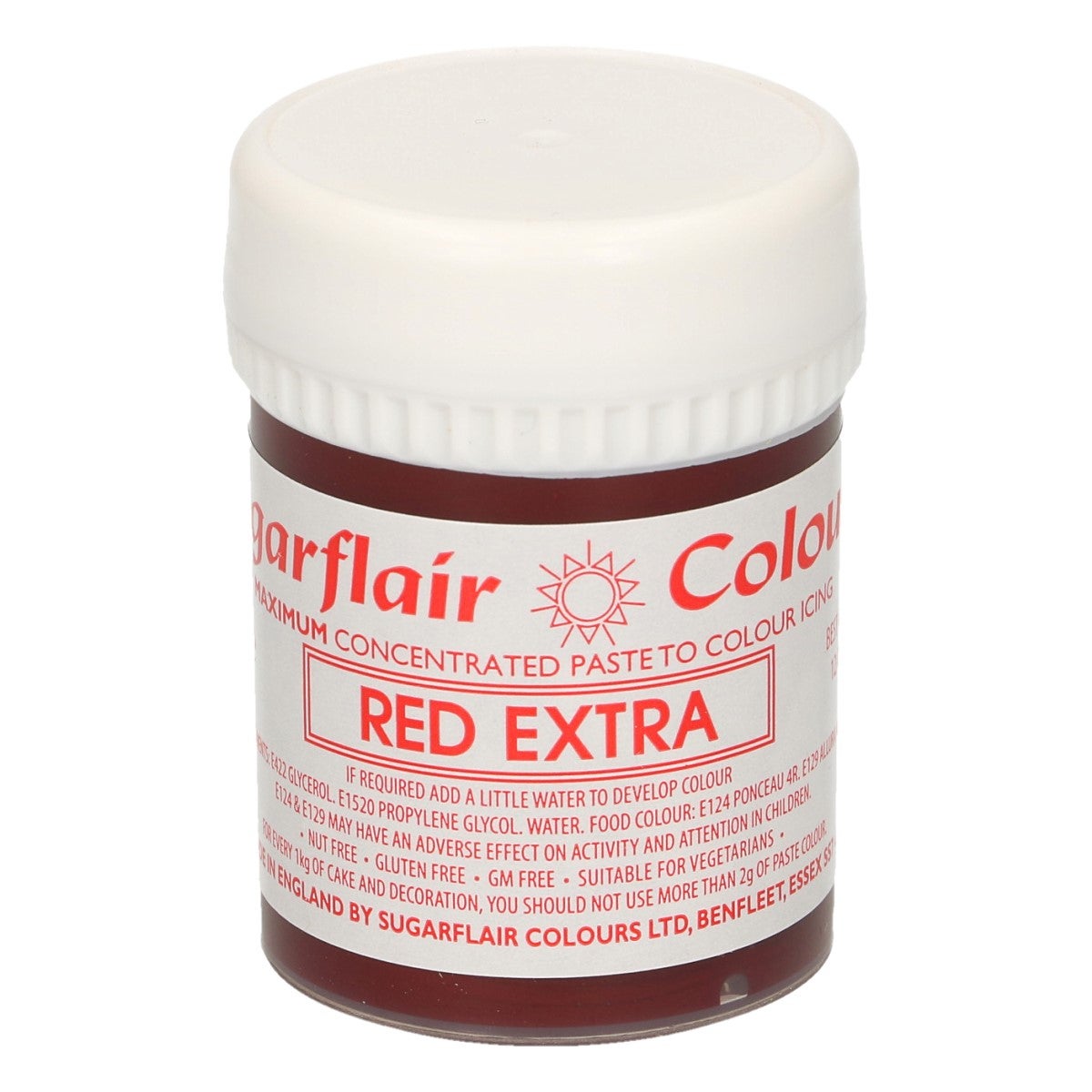 Sugarflair - Colorant Concentré Max en Pâte ROUGE EXTRA, 42g