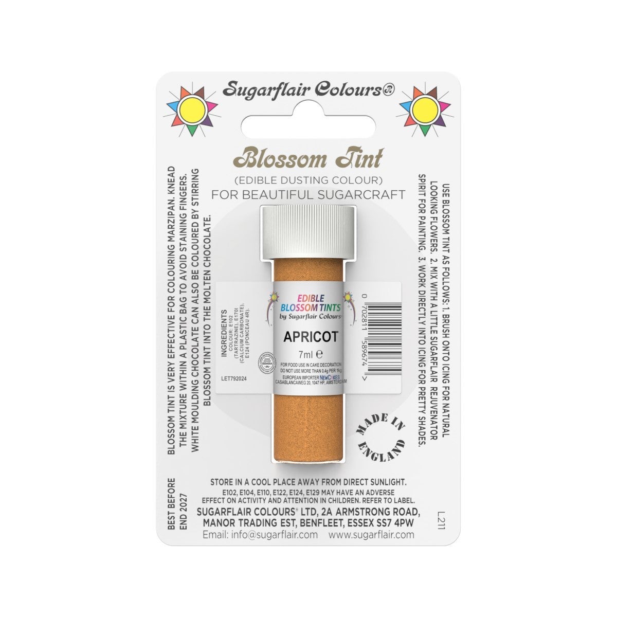 Sugarflair Colorant en Poudre ABRICOT, 7ml
