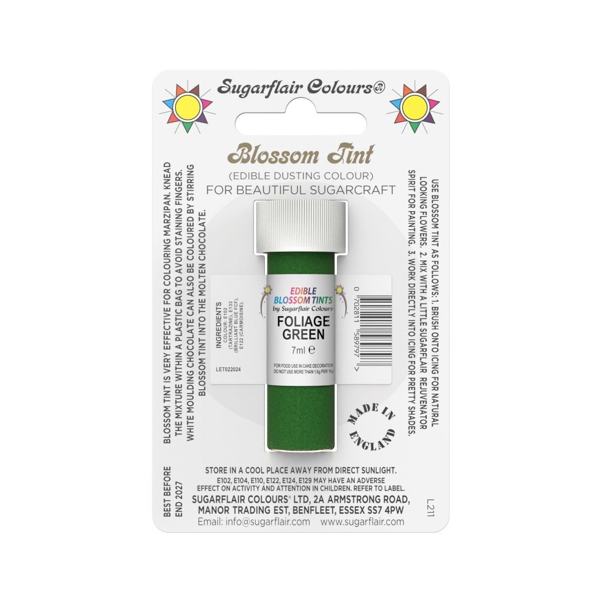 Sugarflair Colorant en Poudre VERT FEUILLAGE, 7ml