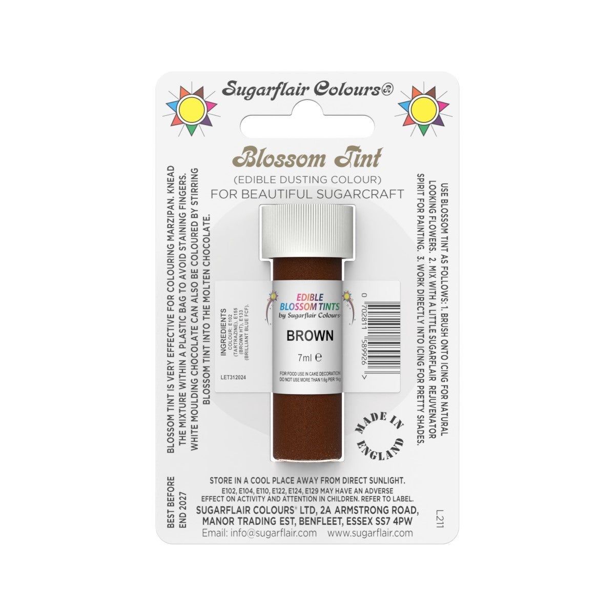 Sugarflair Colorant en Poudre MARRON 7ml