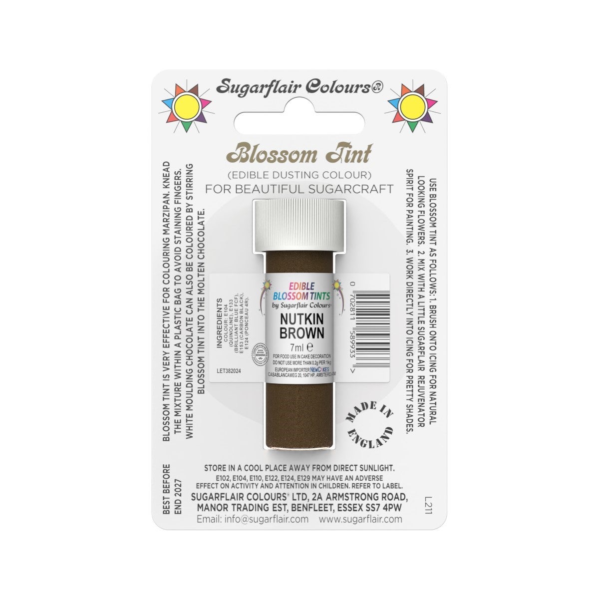 Sugarflair Colorant en Poudre BRUN ÉCUREUIL, 7ml