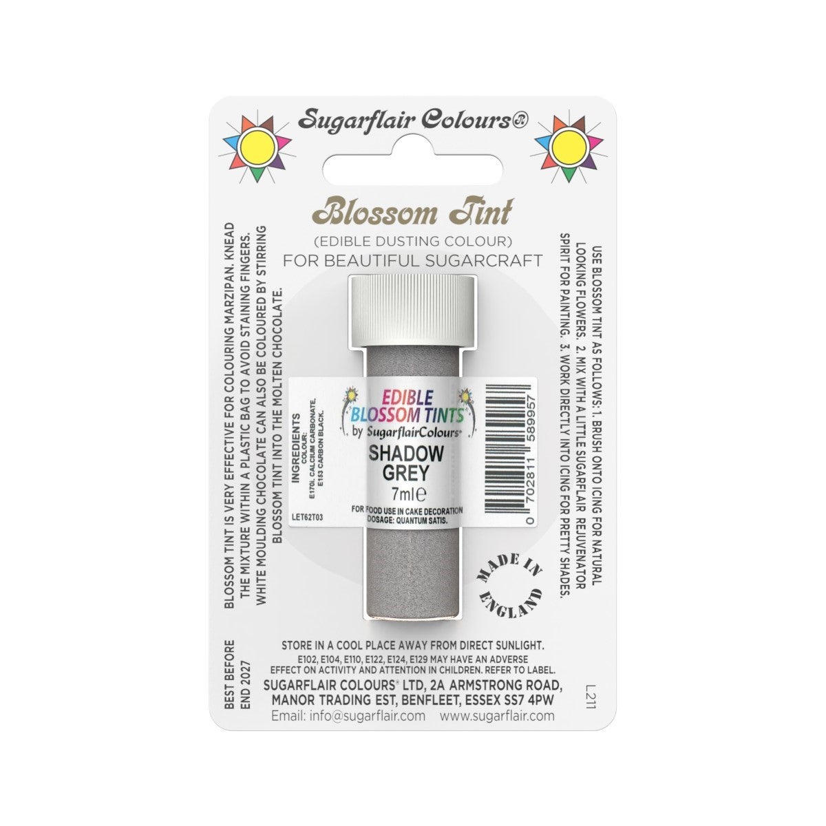 Sugarflair Colorant en Poudre GRIS OMBRE, 7ml