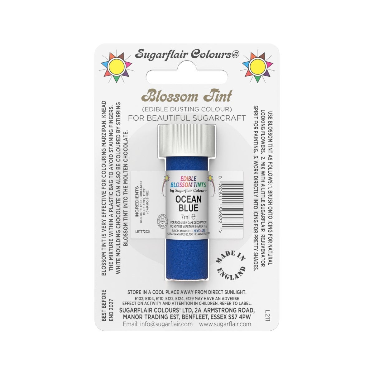 Sugarflair Colorant en Poudre BLEU OCÉAN, 7ml