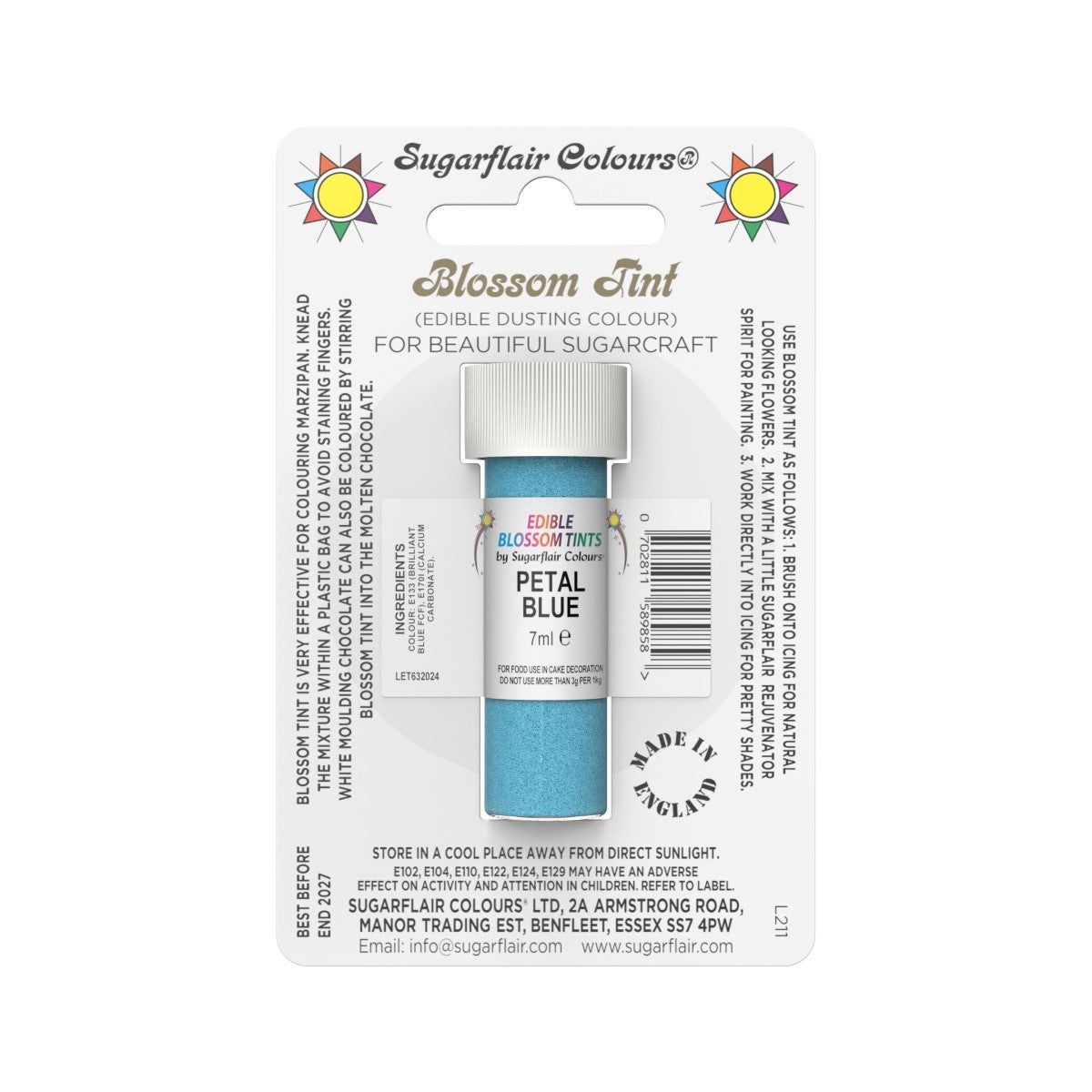 Sugarflair Eetbare Kleurpoeder Bloemblad Blauw 7ml