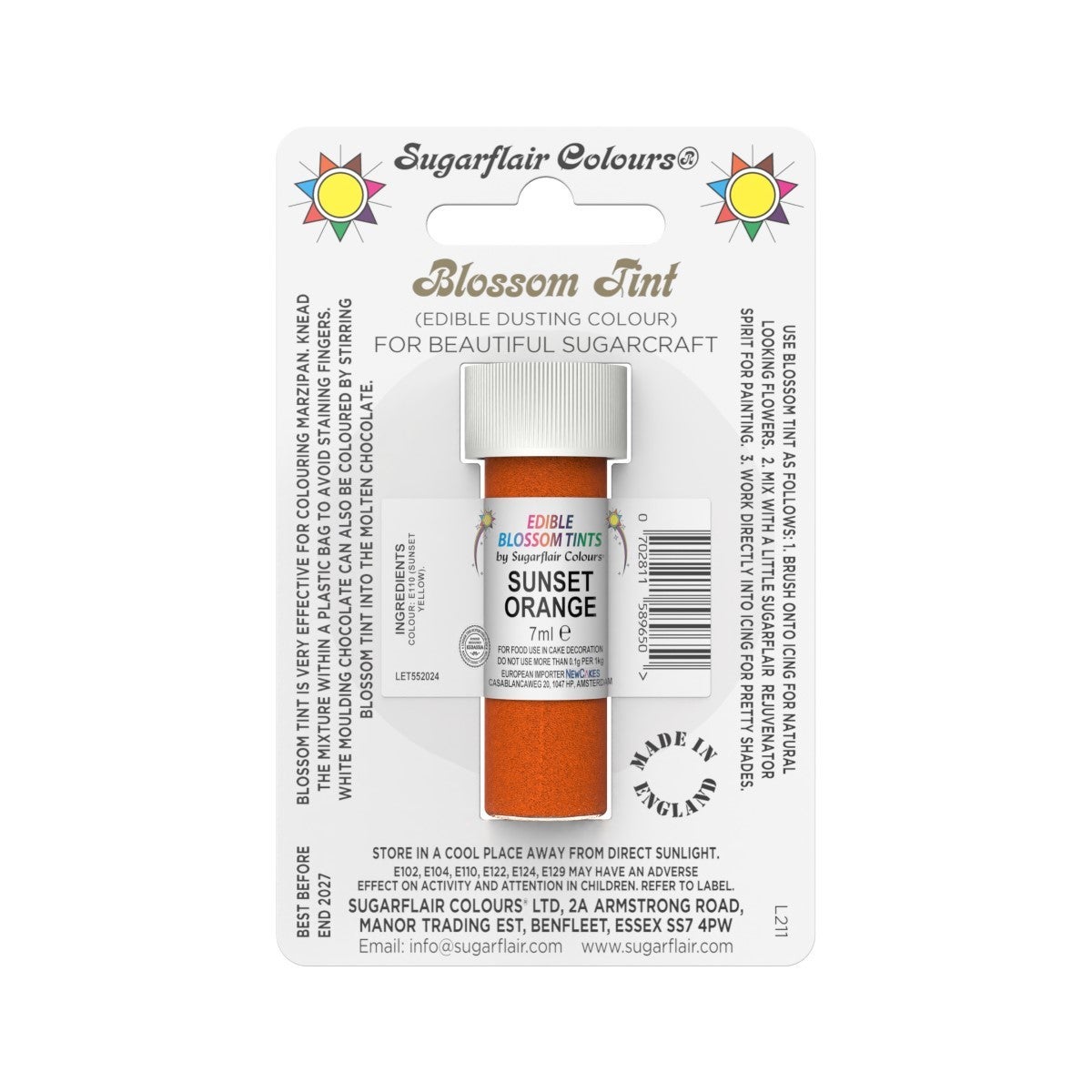 Sugarflair Colorant en Poudre ORANGE COUCHER DE SOLEIL, 7m