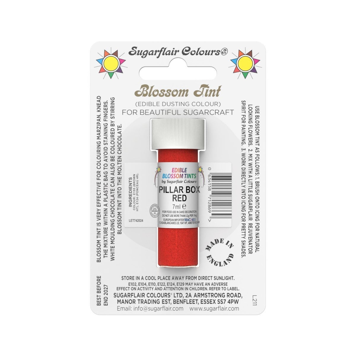 Sugarflair Dusting Colour PILLAR BOX RED, 7ml