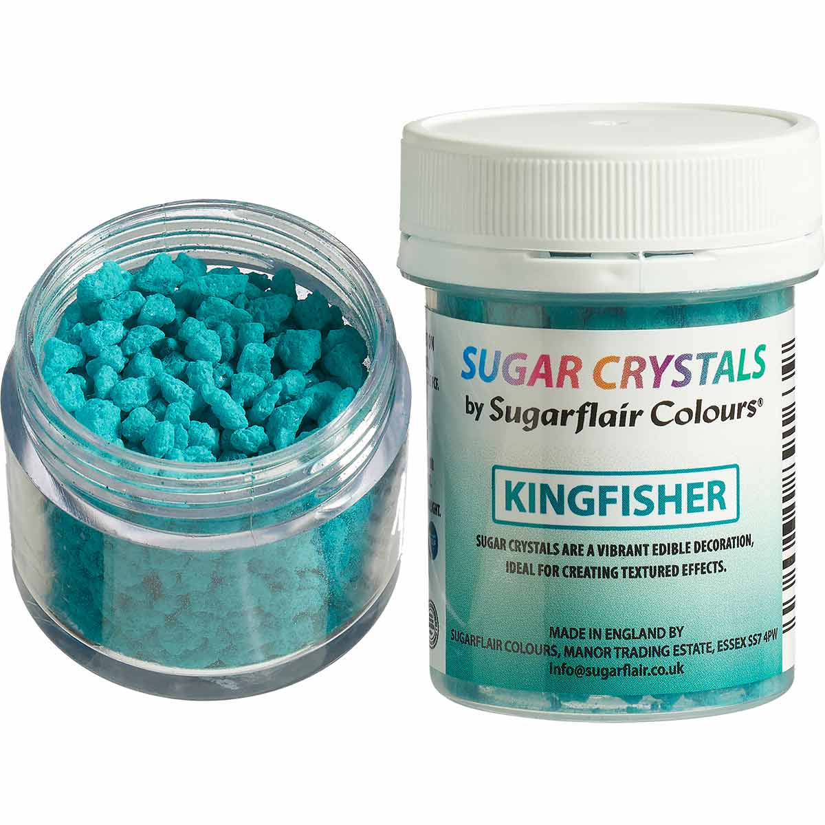 Les Sugar Crystals Sugarflair en couleur Kingfisher